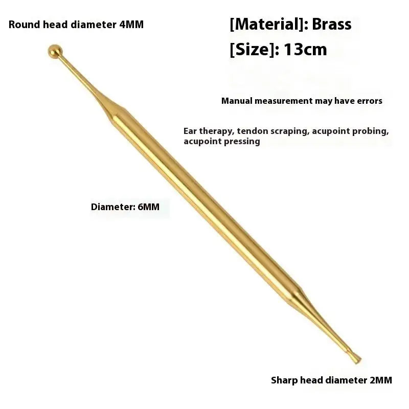 Stainless Steel/Brass Acupuncture Pen Manual Body Trigger Point Probe Deep Tissue Massage Dual Head Facial Reflexology Tools Peaceful Pleasures Health and Wellness Gold