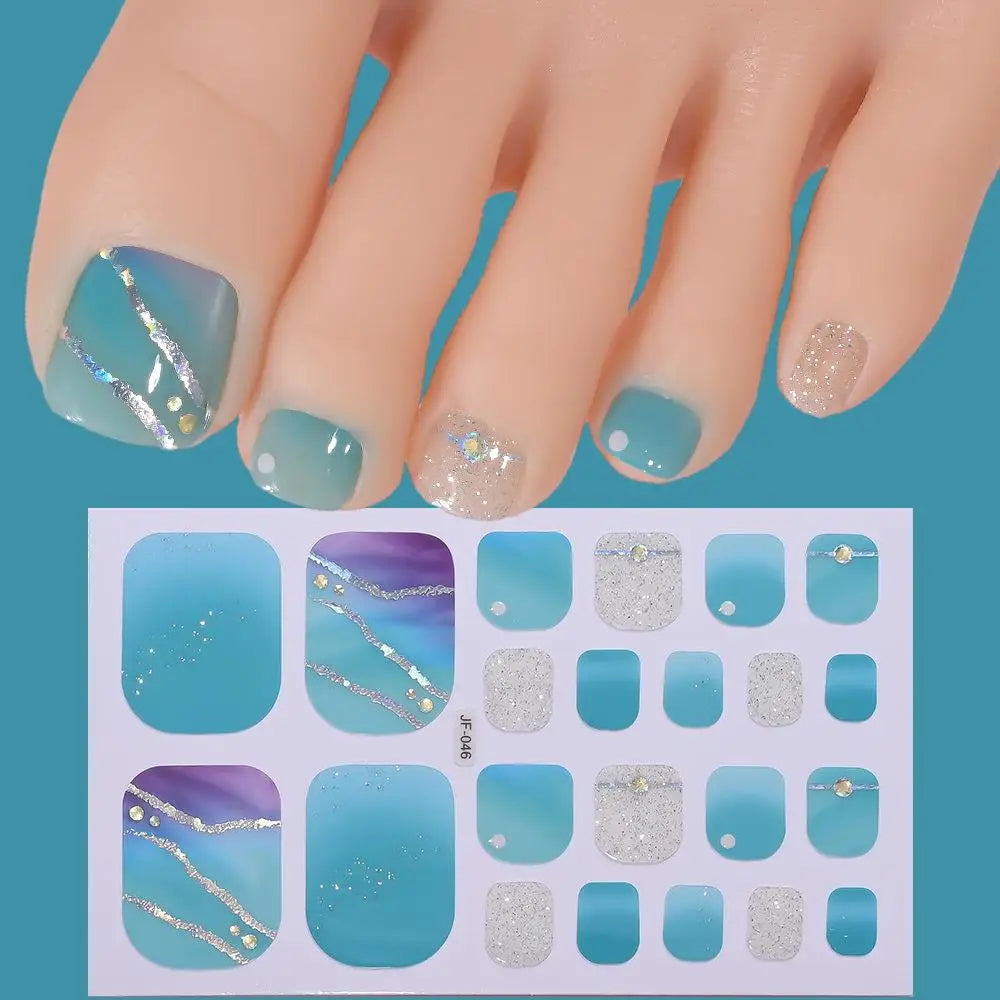 22tips/Sheet Glitter Toenail Stickers Glittering Full Wraps for Summer Pool and Beach for Nail Art and Decorative Nail Decals Peaceful Pleasures Health and Wellness P