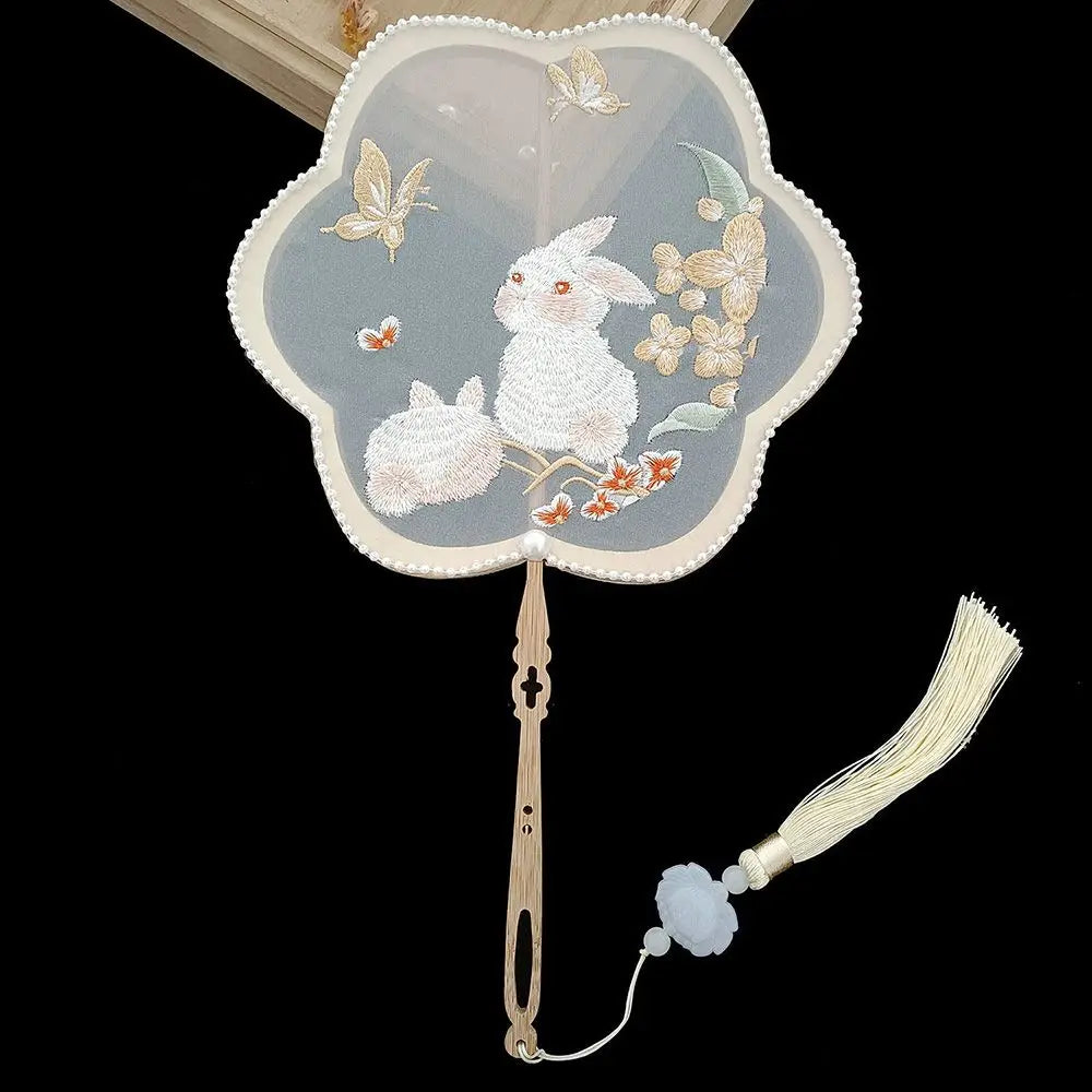Hanfu Dancing Hand Fan – Bamboo Embroidery Decor & Photo Prop