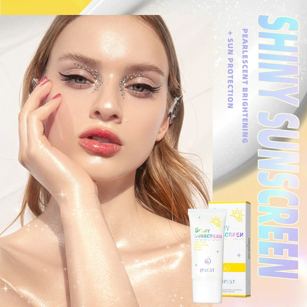 QIBEST Pearlescent Body Sunscreen Whitening Sun Cream Protective Cream Oil-Control Moisturizing Makeup Shimmer Primer Brightens Peaceful Pleasures Health and Wellness