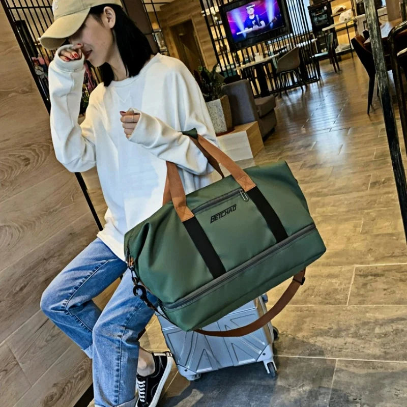 Portable fitness bag, travel outdoor short-distance business trip luggage bag Li girls shoulder crossbody chest bag handbag Peaceful Pleasures Health and Wellness