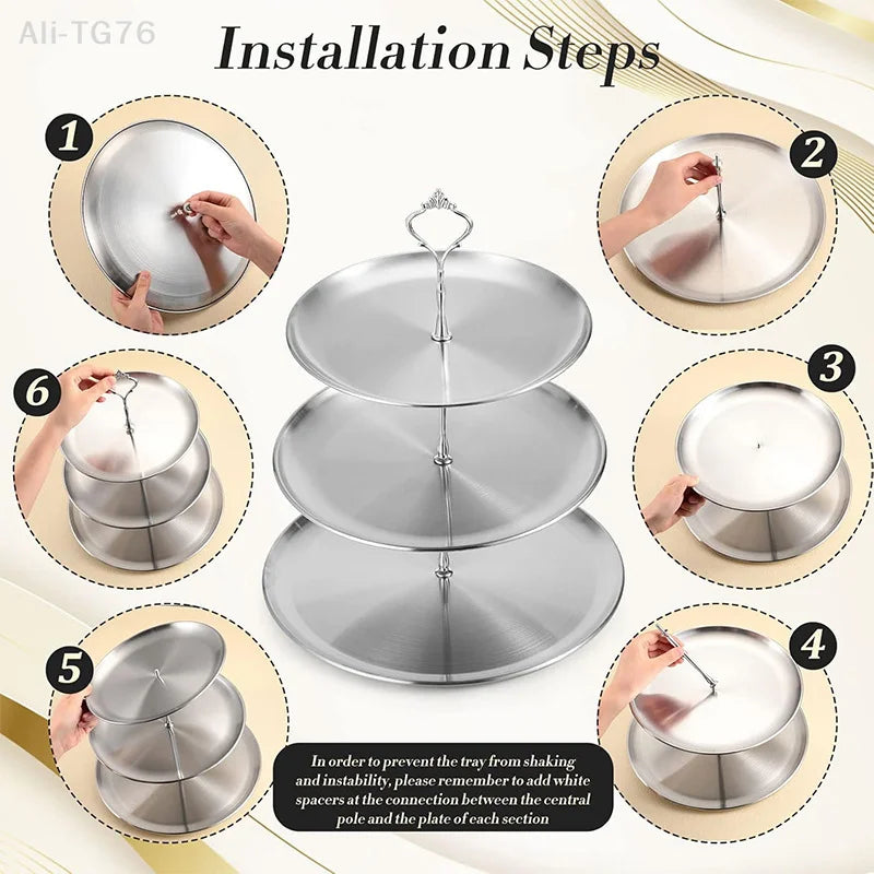 Stainless Steel Tiered Cake & Dessert Stand – 2 or 3 Layer
