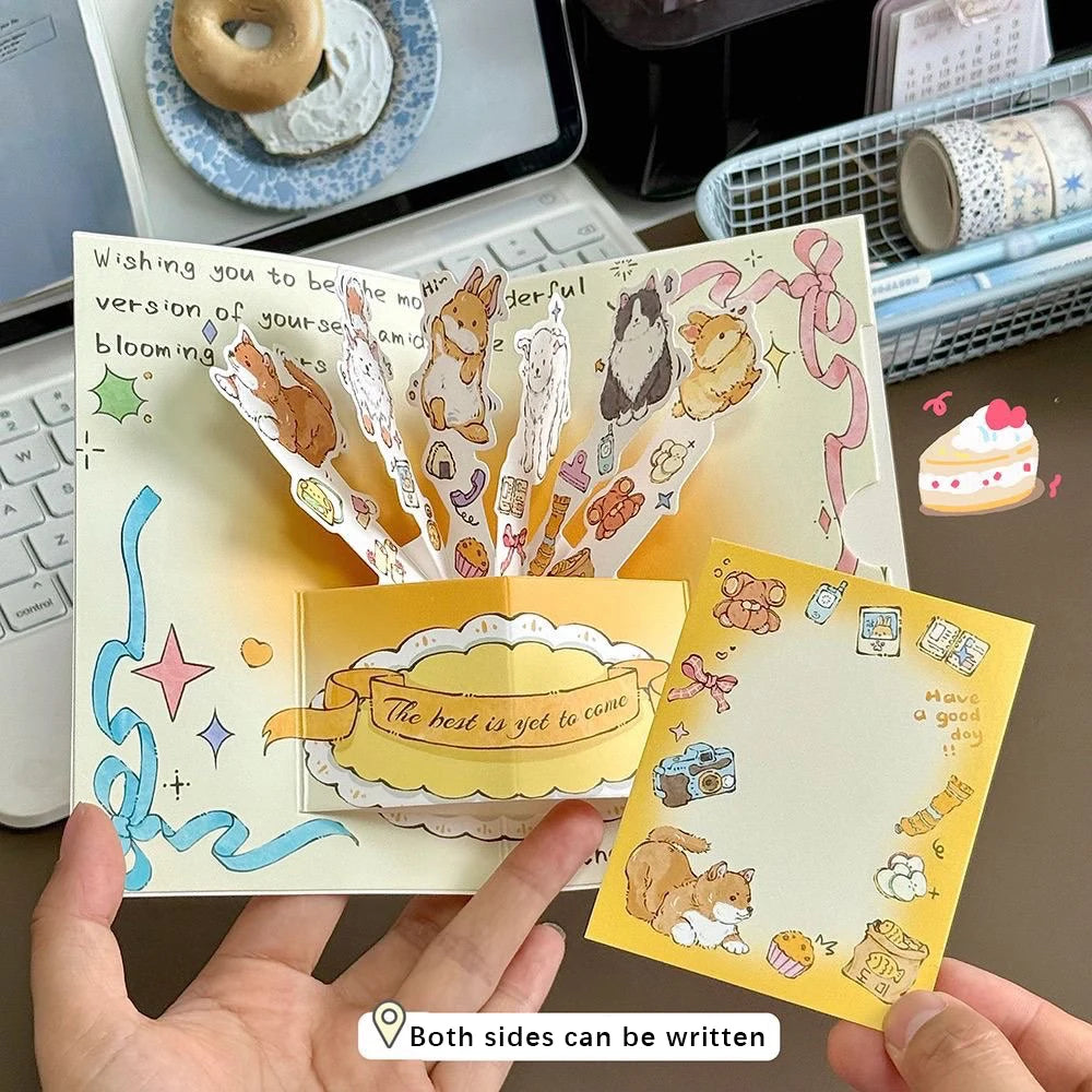 3D Cute Puppy Greeting Card Creative Bouquet Aesthetic Value Blessing