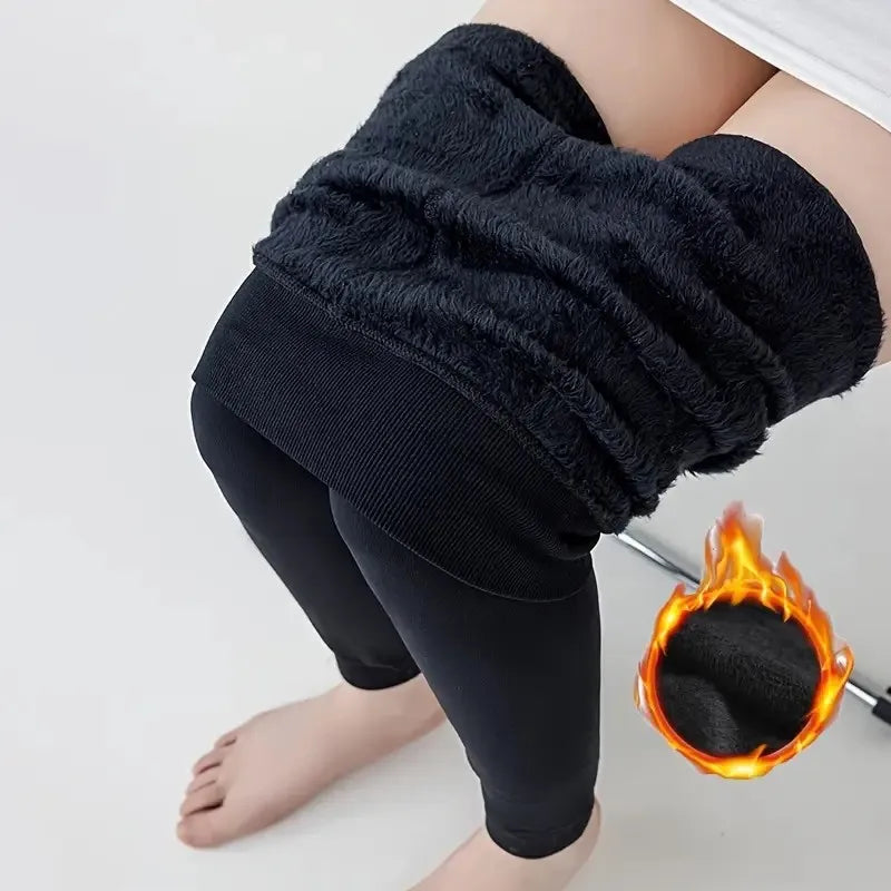 Women's thermal lined leggings, 240g thick and warm nine-inch pants, versatile and high-elastic short pants suitable for autumn Peaceful Pleasures Health and Wellness black One Size