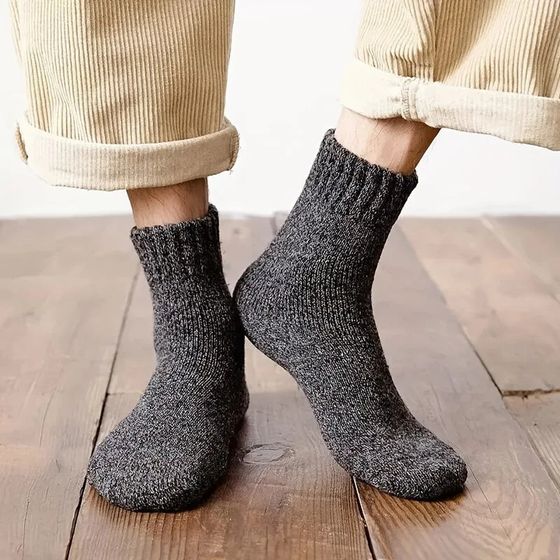 3/5Pair Men's Winter Merino Wool Socks High Quality Thick Warm Harajuku Retro Snow Casual Antifreeze Cashmere for Men Peaceful Pleasures Health and Wellness