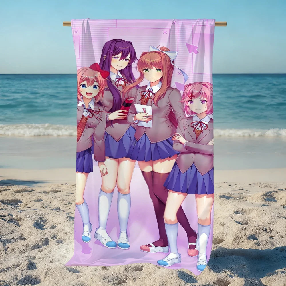 D-Doki Anime Club Quick-Dry Beach Towel | Soft Pool Towel Gift Quick-Dry Beach Towel Peaceful Pleasures Health and Wellness