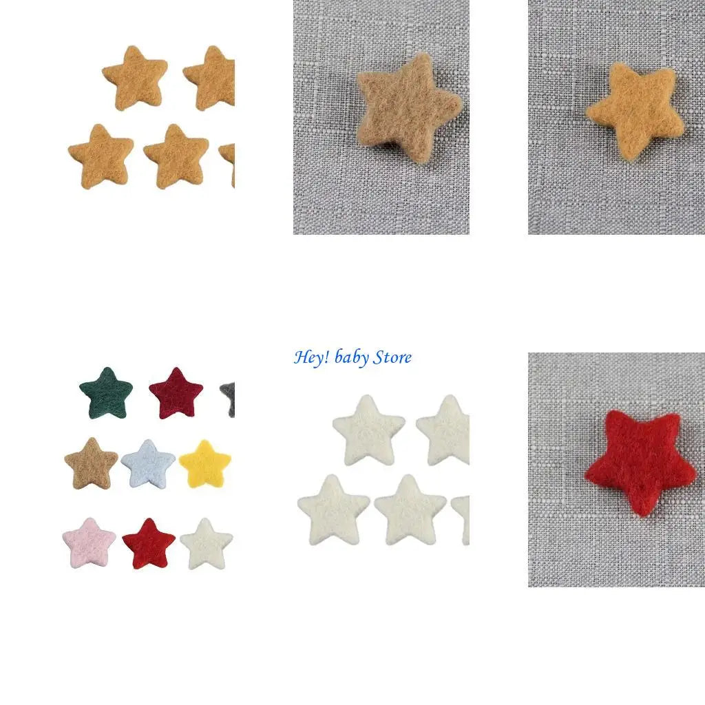 Wool Felt Star Beads Baby Photo Props – 5 Pack, 10 Colors