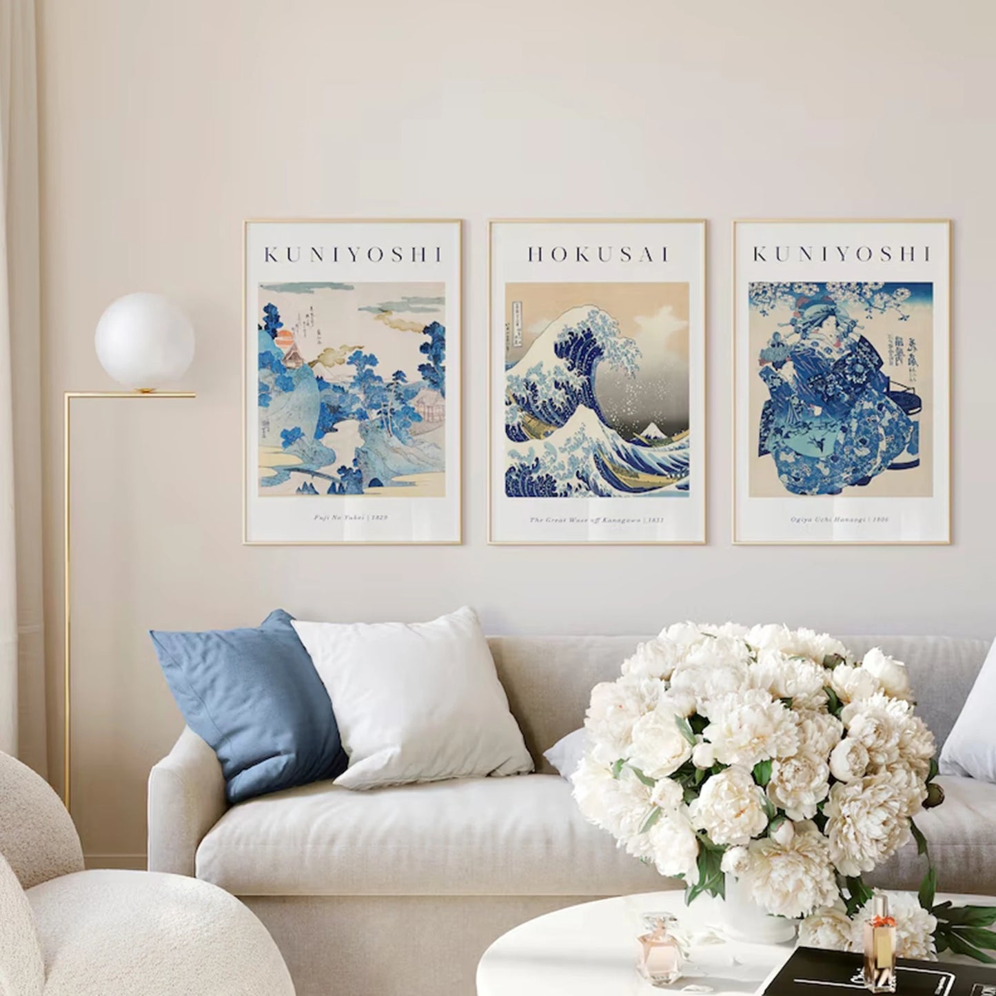 3-Piece Retro Japanese Wave Canvas Wall Art Print | Home Décor