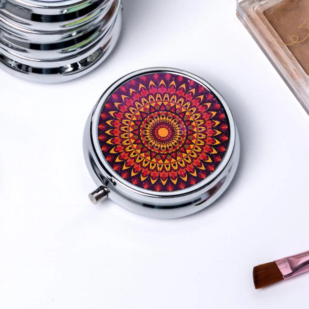 Portable 3 Cell Metal Pill Boxes Stainless Steel Round Pill Boxes Medicine Organizer Container Medicine Case Splitters Pill Box Peaceful Pleasures Health and Wellness