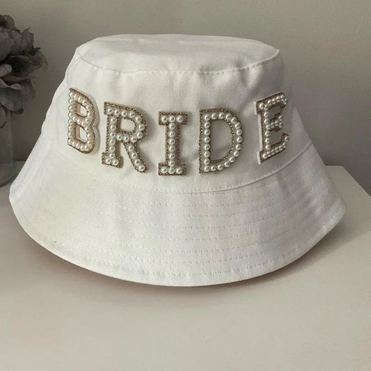 Bride Bucket Hat – Bachelorette Beach Wedding Bridal Gift Bridal Bucket Hat Peaceful Pleasures Health and Wellness hat