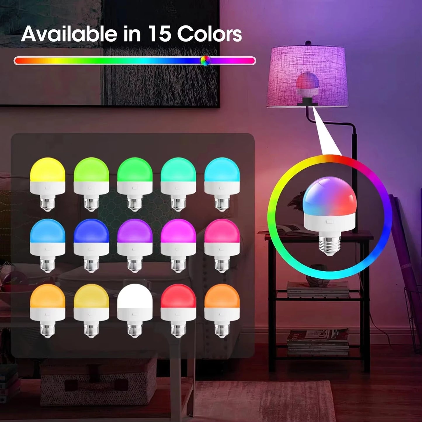 E27 USB Control Rechargeable LED Smart Bulb Color Temperature 15 Brightness Levels RGB Timer Function with Remote Controller Peaceful Pleasures Health and Wellness