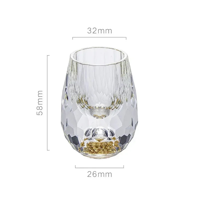 Deluxe Diamond Water Drop Shaped Gold Foil Baijiu Cup High Grade Crystal Glass Home Gift Strong Wine Cup Peaceful Pleasures Health and Wellness
