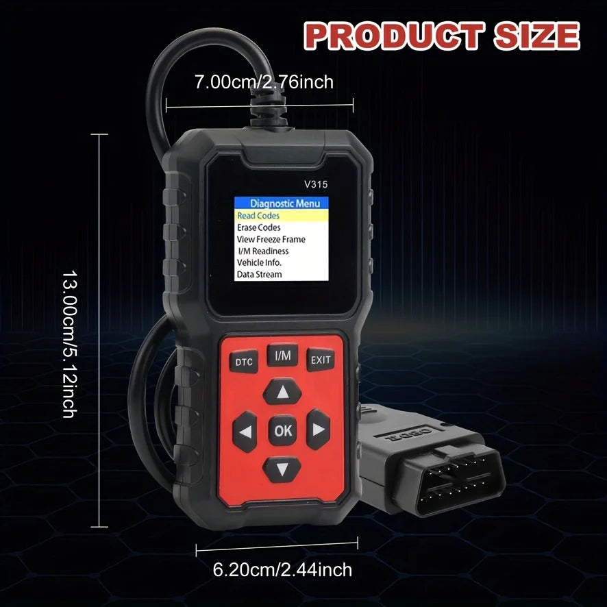 Car Diagnostic Scanner [V315]-10-Second Fault Code Reader, Suitable for 99% of Vehicles (Obd2/Eobd Compatible), Suitable for DIY Use and Professional Mechanics. Peaceful Pleasures Health and Wellness
