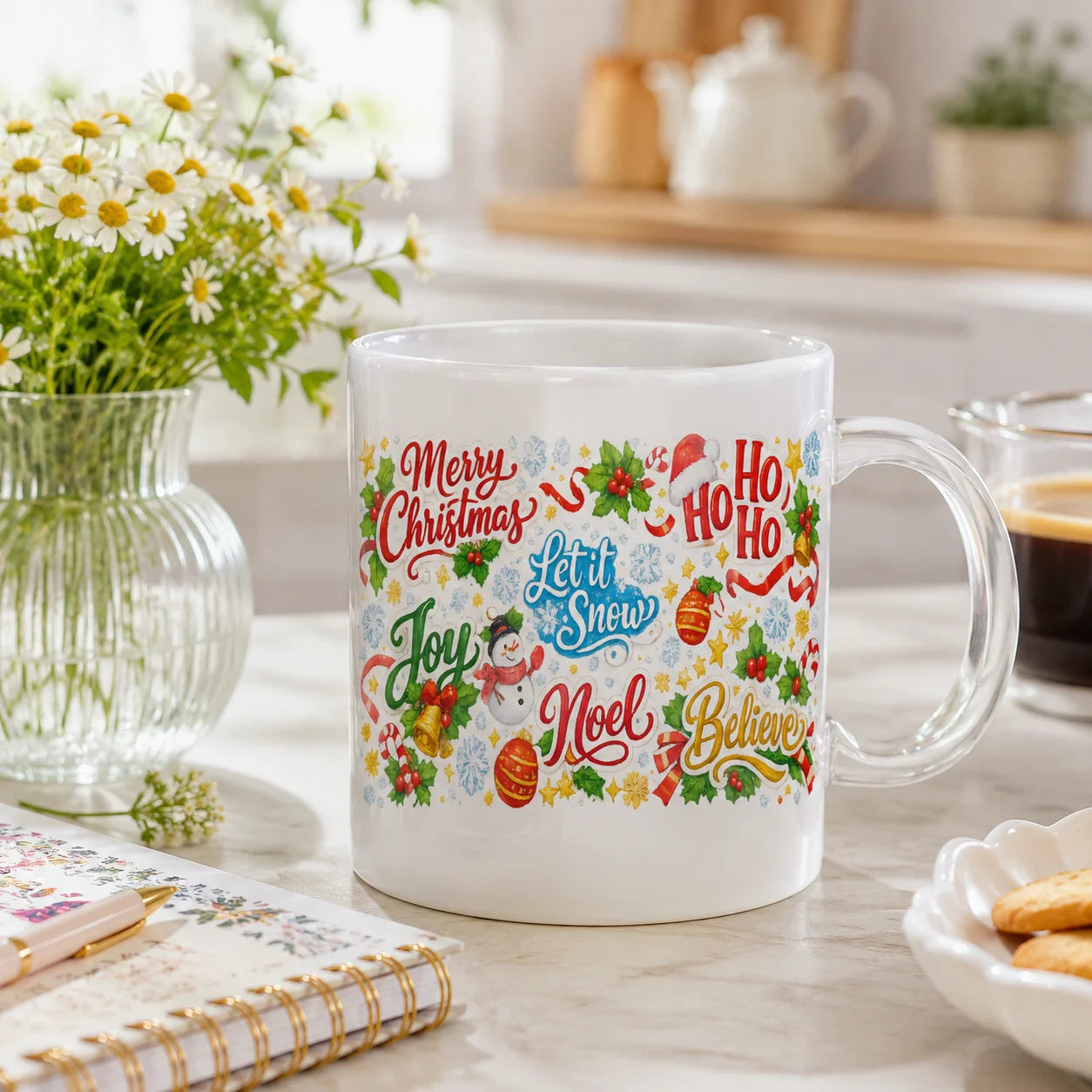 Christmas Watercolor UV DTF Transfer Sticker | Mug & Tumbler DIY