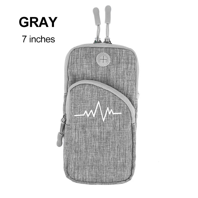 Sports Bag For Mobile Phone Armband For Jogging Cell Phone Accessories Woman mp3/mp4 Bags PU Hand Bag For Running Waterproof Peaceful Pleasures Health and Wellness Grey(7 inch)