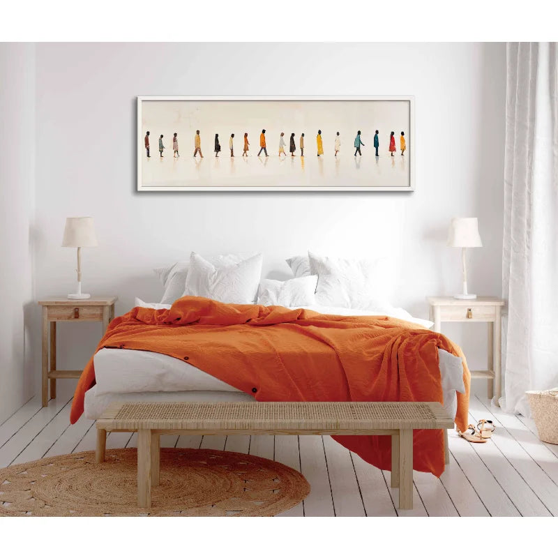 Abstract People Walking Wall Art Unframed Canvas Poster - Modern Figurative Wall Decor - Contemporary Human Movement Painting Peaceful Pleasures Health and Wellness