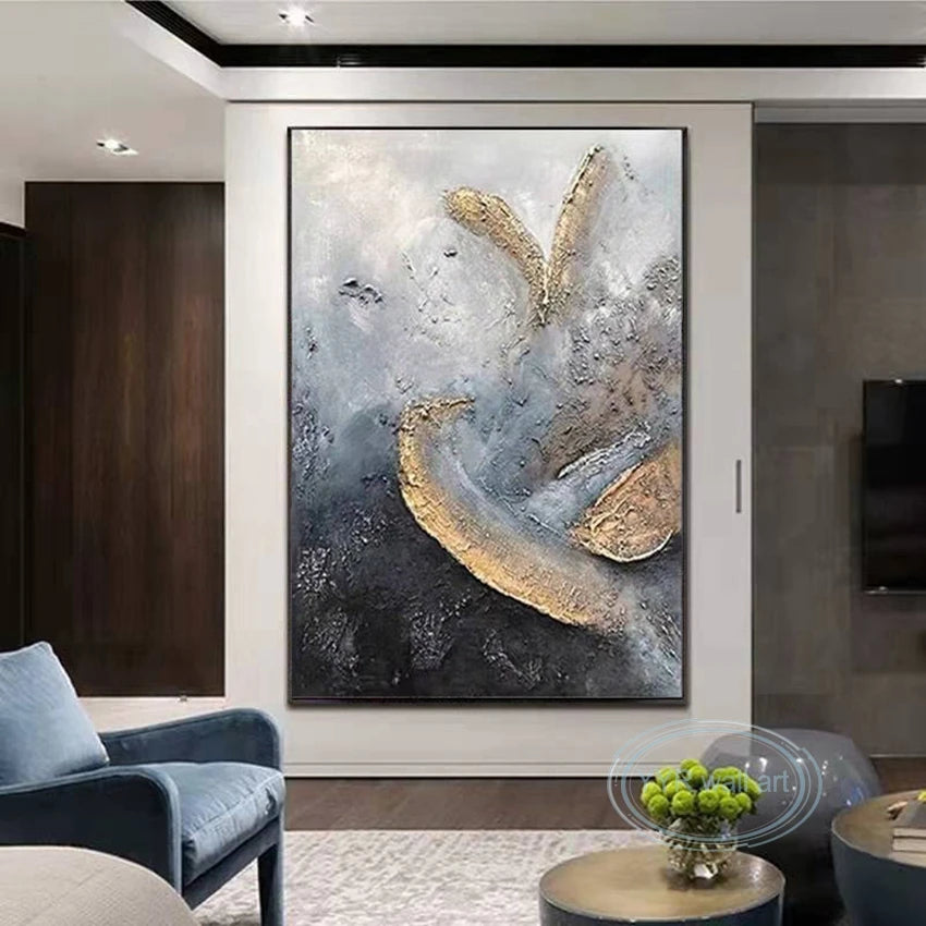 Nordic Abstract Oil Painting Handmade Canvas Decorative Mural Frameless Acrylic Hanging Image For LivingRoom Bedroom Aisle Porch Peaceful Pleasures Health and Wellness