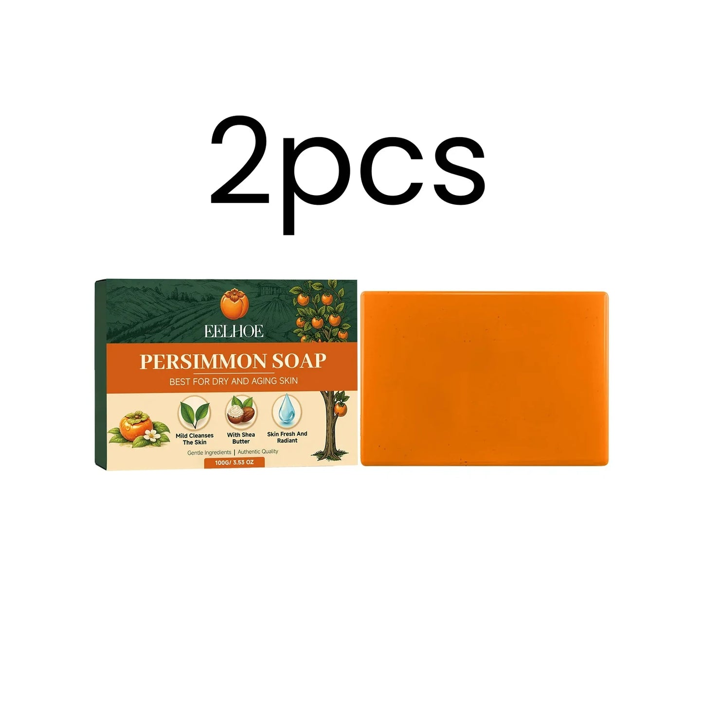 EELHOE Persimmon Soap Bar – Exfoliating, Deodorant & Moisturizing