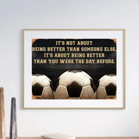 Soccer Ball & Stadium Canvas Wall Art Print | Sports Decor Canvas Wall Art Peaceful Pleasures Health and Wellness G4665 40x50cm Metal Framed