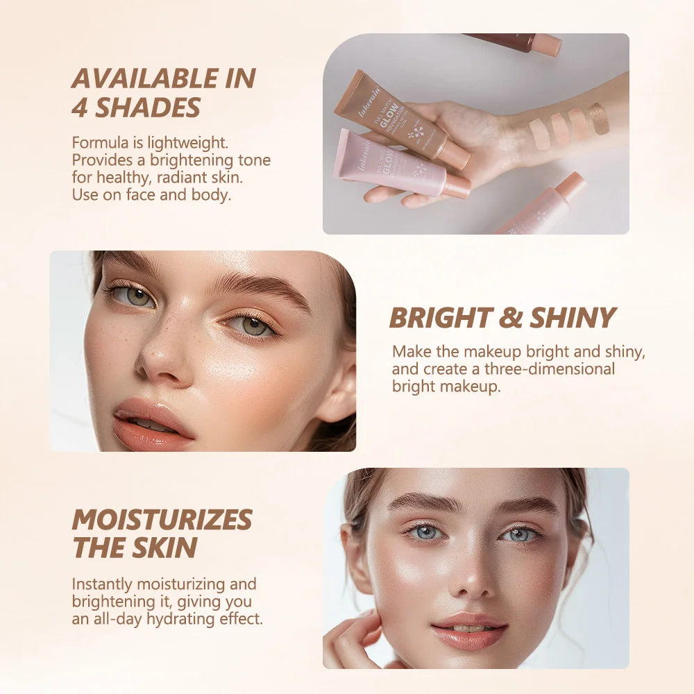 4colors Glow Foundation Liquid Natural Concealer For Long Duration Moisturizing Waterproof Contouring Highlights Makeup Products Peaceful Pleasures Health and Wellness