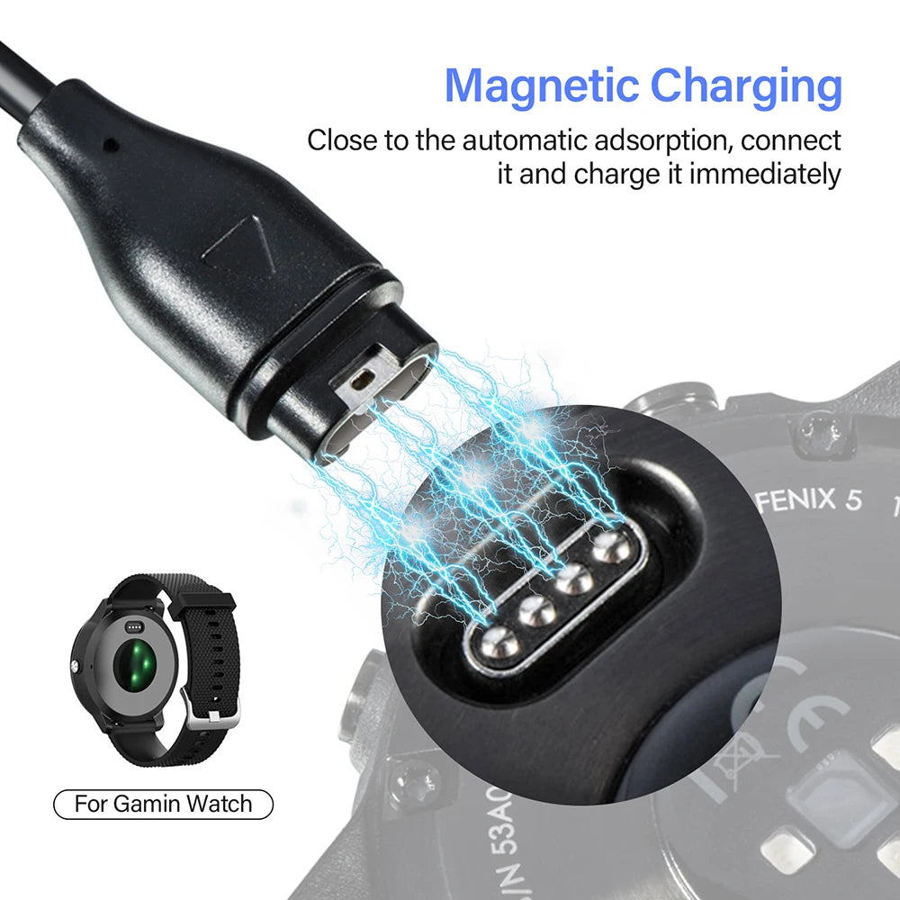 USB Type A/C Magnetic Charger Cable For Garmin Fenix 5 5S 5X Plus 6 6S 6X Pro 7 7S 7X Forerunner 45 55 165 255 945 965 245 Music Peaceful Pleasures Health and Wellness