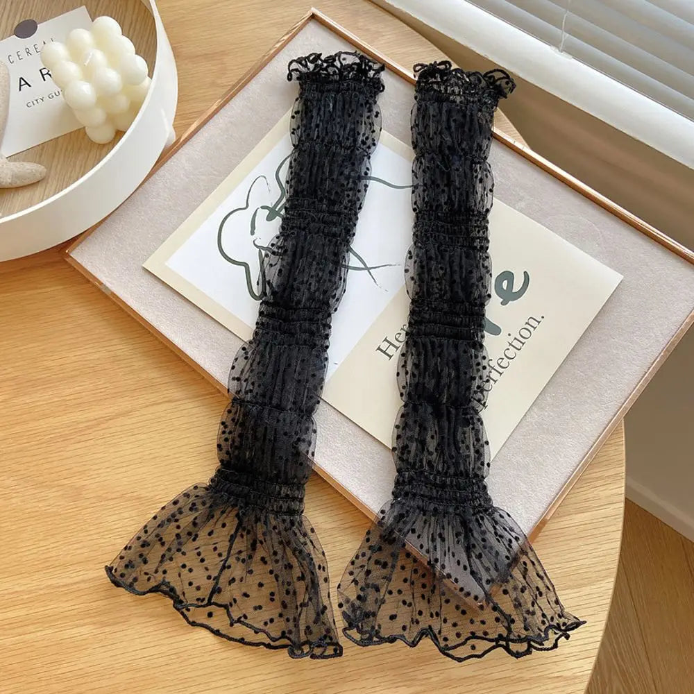 Summer Sunscreen Shade Sleeves Women Lace UV Thin Breathable Oversleeves Outdoor Cycling Driving Fingerless Sleeves Peaceful Pleasures Health and Wellness