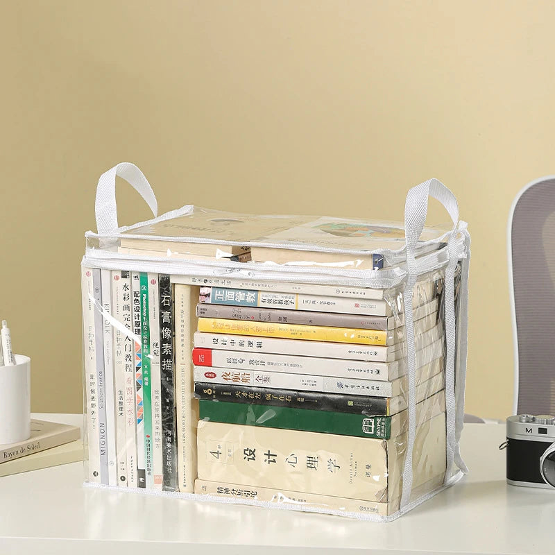 Foldable Book Box Student Dormitory Classroom Organizer Transparent