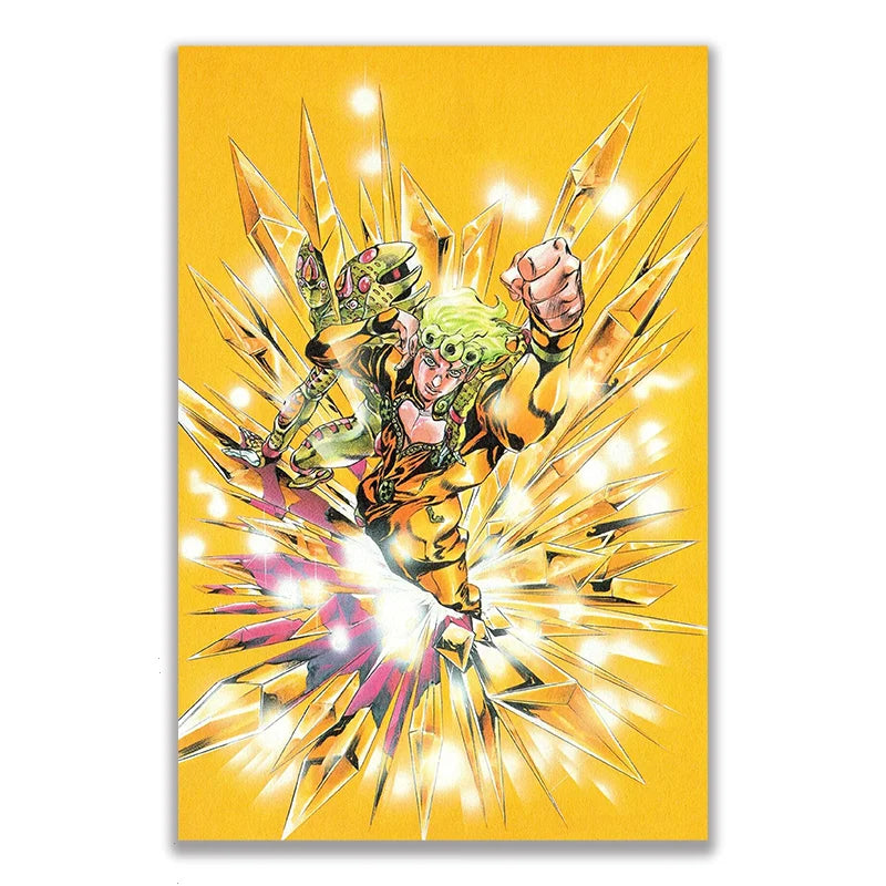 Anime JOJO Bizarre Adventure Retro Poster Canvas Wall Art Printing Waterproof Home Living Bed Room Bar Hallway Aesthetic Decor Peaceful Pleasures Health and Wellness