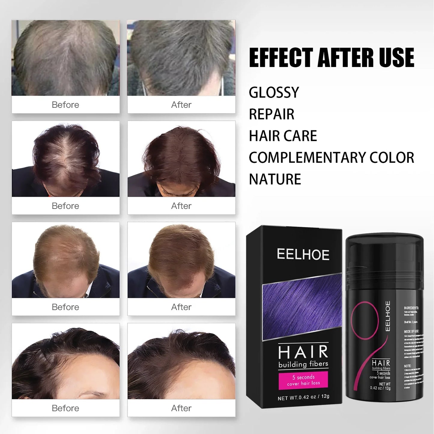 EELHOE Hair Building Fibers – Hairline Filler & Powder 12g