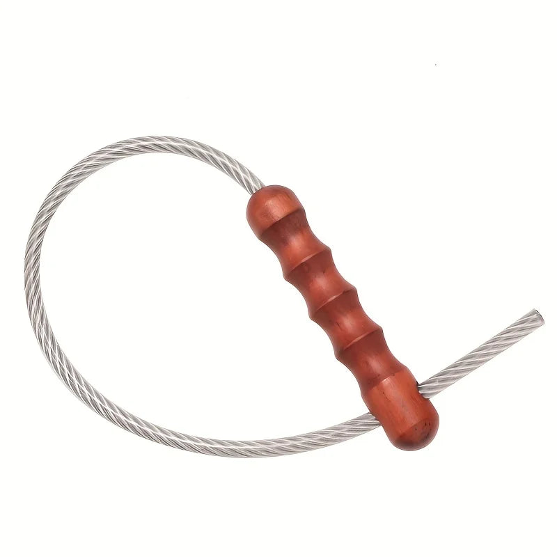 Tactical Steel Cable Whip Wood Handle Survival Emergency Tool