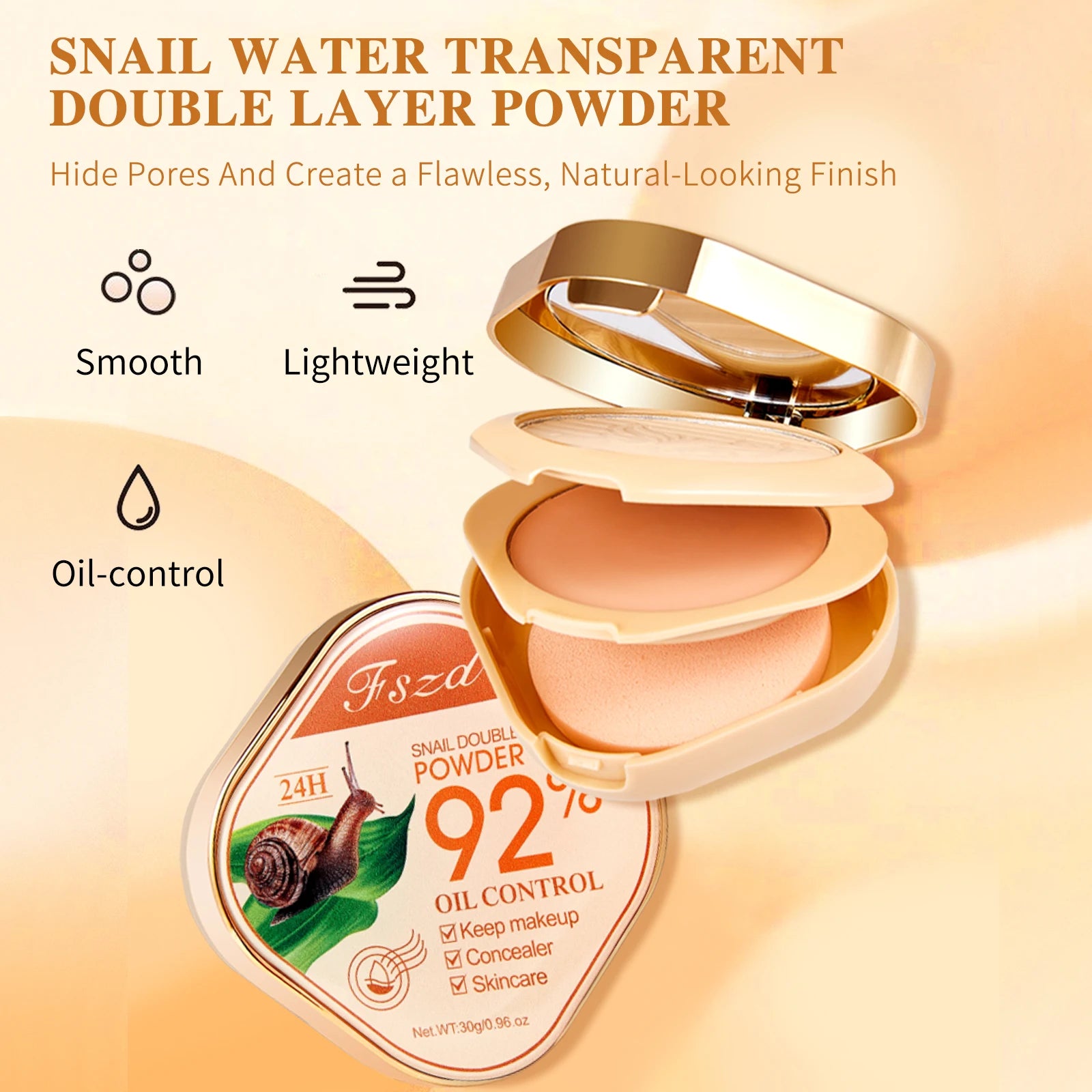 Snail Water Transparent Double Layer Powder Makeup Peaceful Pleasures Health and Wellness