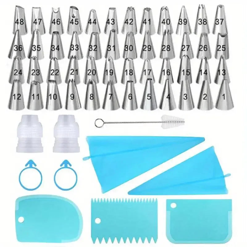 Cake Decorating Set – Silicone Piping Bags & Steel Nozzles
