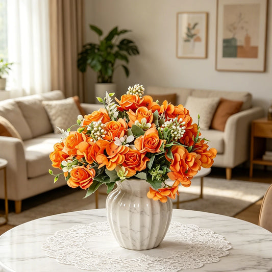 Silk Gardenia Hydrangea Artificial Flowers Bouquet | Wedding & Home