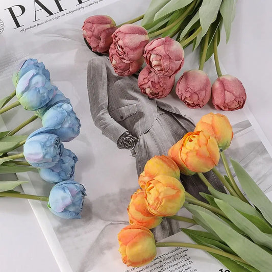 7-Head Artificial Silk Tulip Branches | Realistic Faux Flowers Artificial Silk Flowers Oasis Select