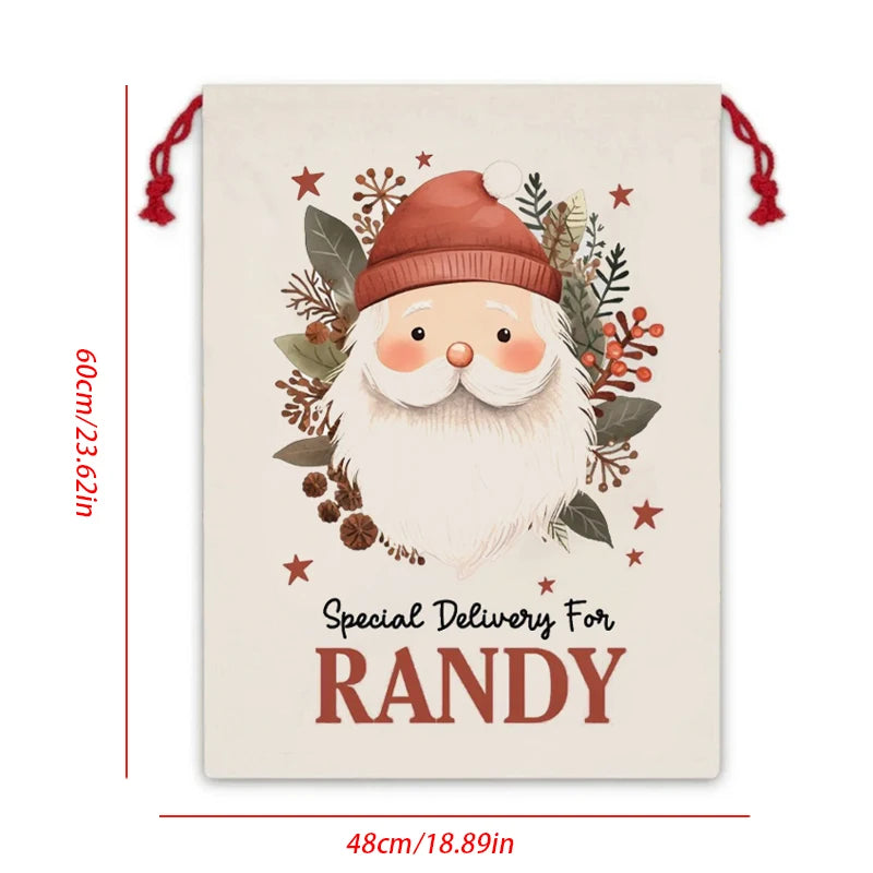 Personalized Santa Sack | Custom Christmas Drawstring Gift Bag Christmas Gift Bag Peaceful Pleasures Health and Wellness