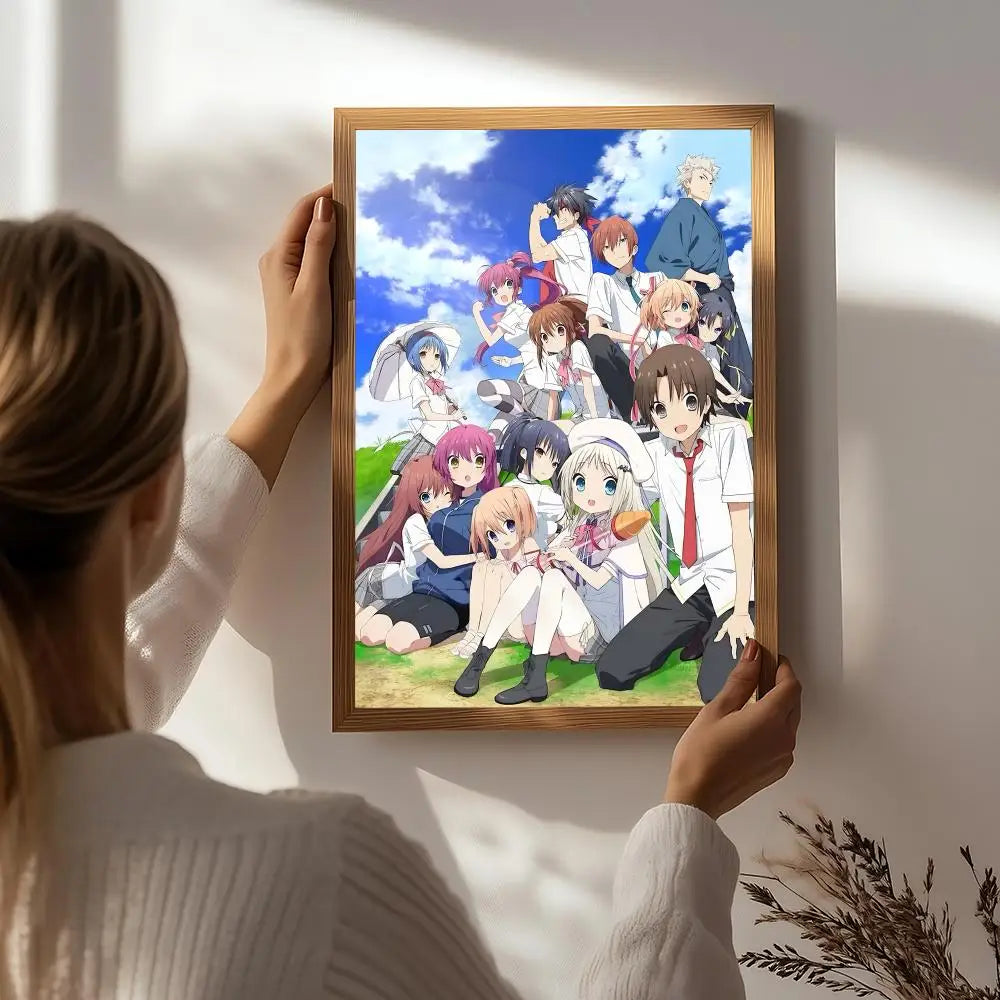 Anime L-Little Busters! Poster HD Self Adhesive Waterproof Wall Art Ideal for Home Office Dorm Bedroom Great Gift Peaceful Pleasures Health and Wellness White5 40X50cmNoframe