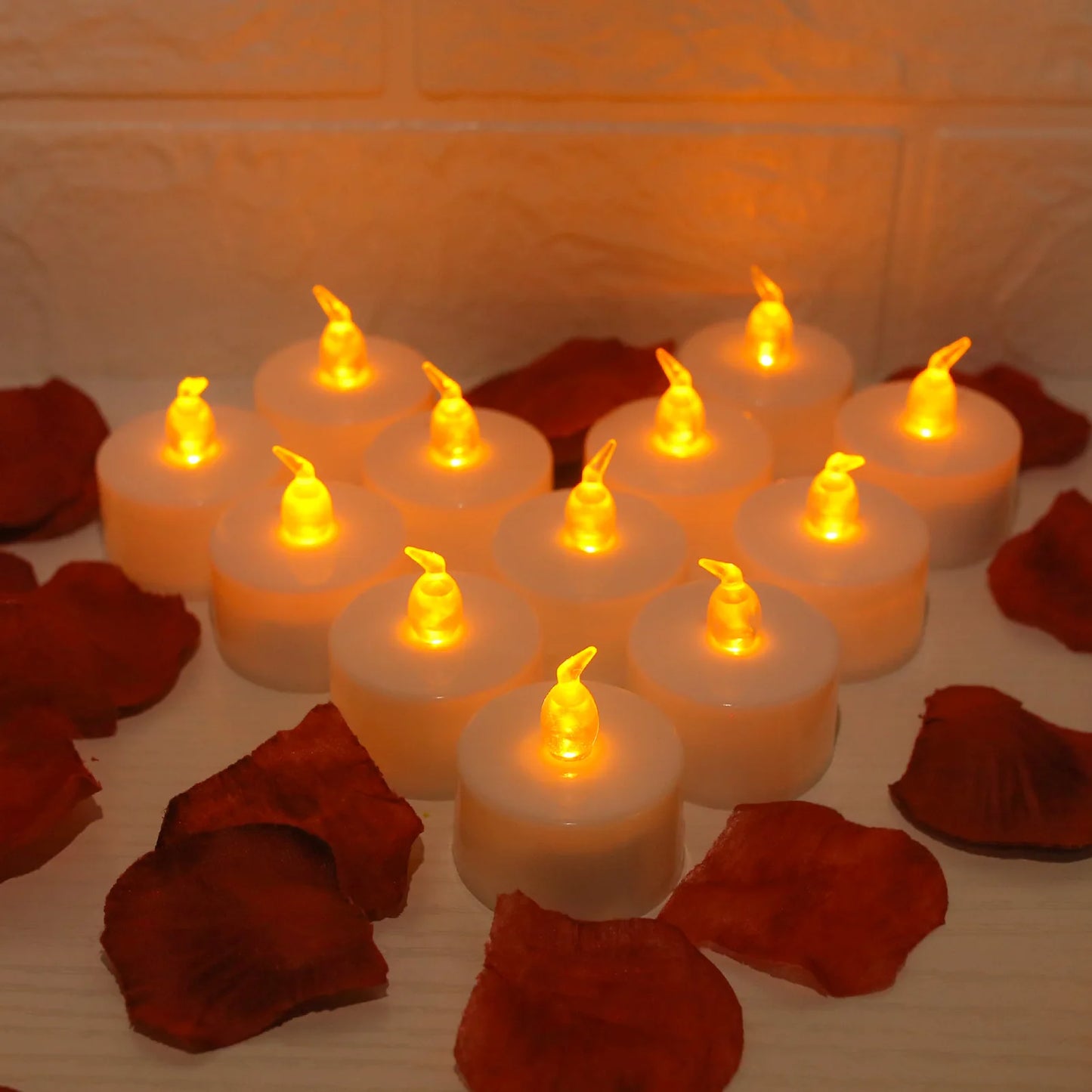 6-48Pc LED Flameless Candles Battery Operated Creative Wishing Tealight Warm White Fake Electric Candle For Halloween Christmas Peaceful Pleasures Health and Wellness 12PC Warm Yellow