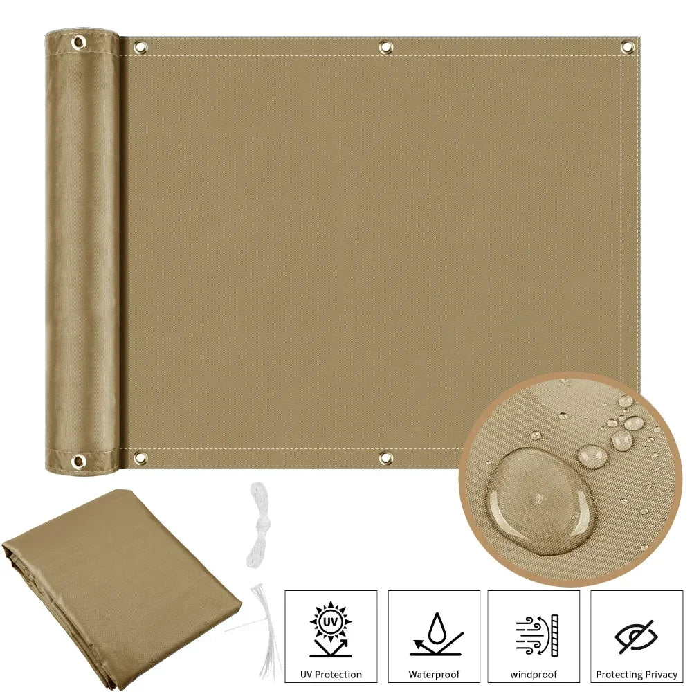 Balcony Privacy Shade Cloth Waterproof Fence Sunshade Netting 95% UV Protection for Garden Shelter Deck Porch Railing Pool Decor Peaceful Pleasures Health and Wellness Sand 90x600CM