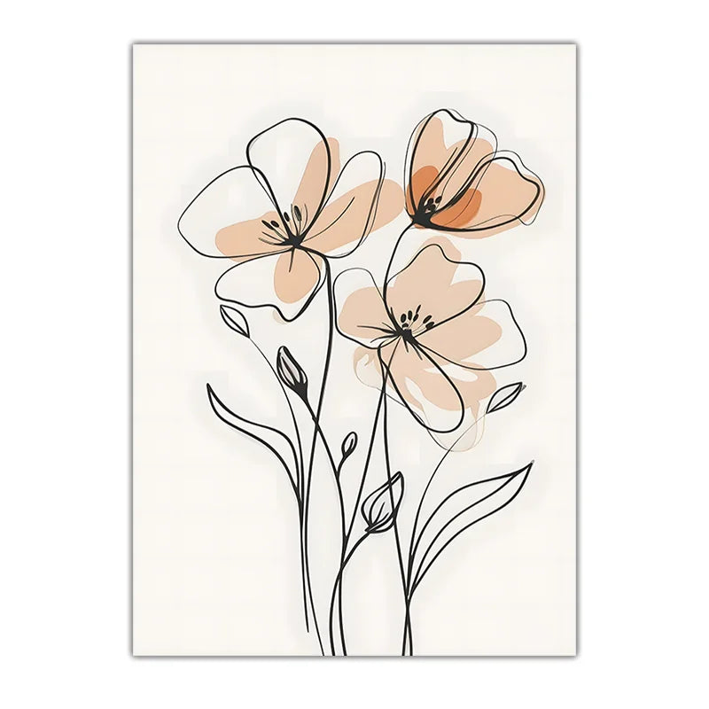 Botanical Flower Canvas Wall Art | Nordic Minimalist Print Canvas Wall Art Peaceful Pleasures Health and Wellness 01 21X30cm No Frame China Mainland