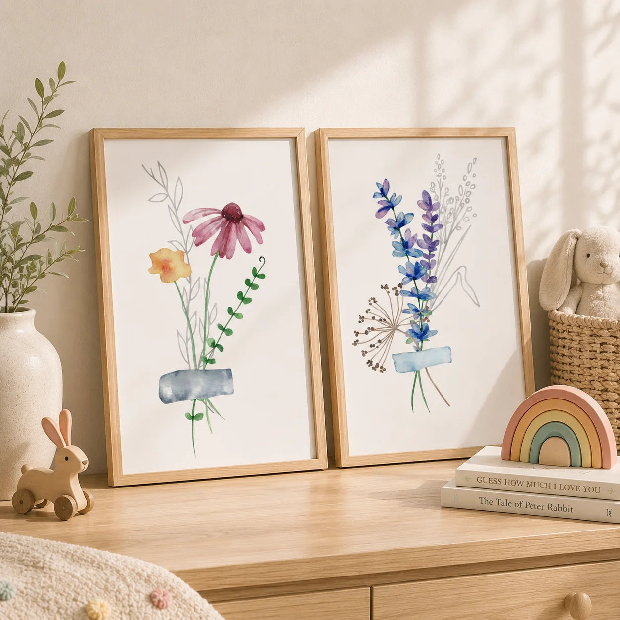 Boho Plant Flower Wall Art, Nordic Wildflower Botanical Canvas Painting, Minimalist Poster Print for Living Room Bedroom Decor Peaceful Pleasures Health and Wellness