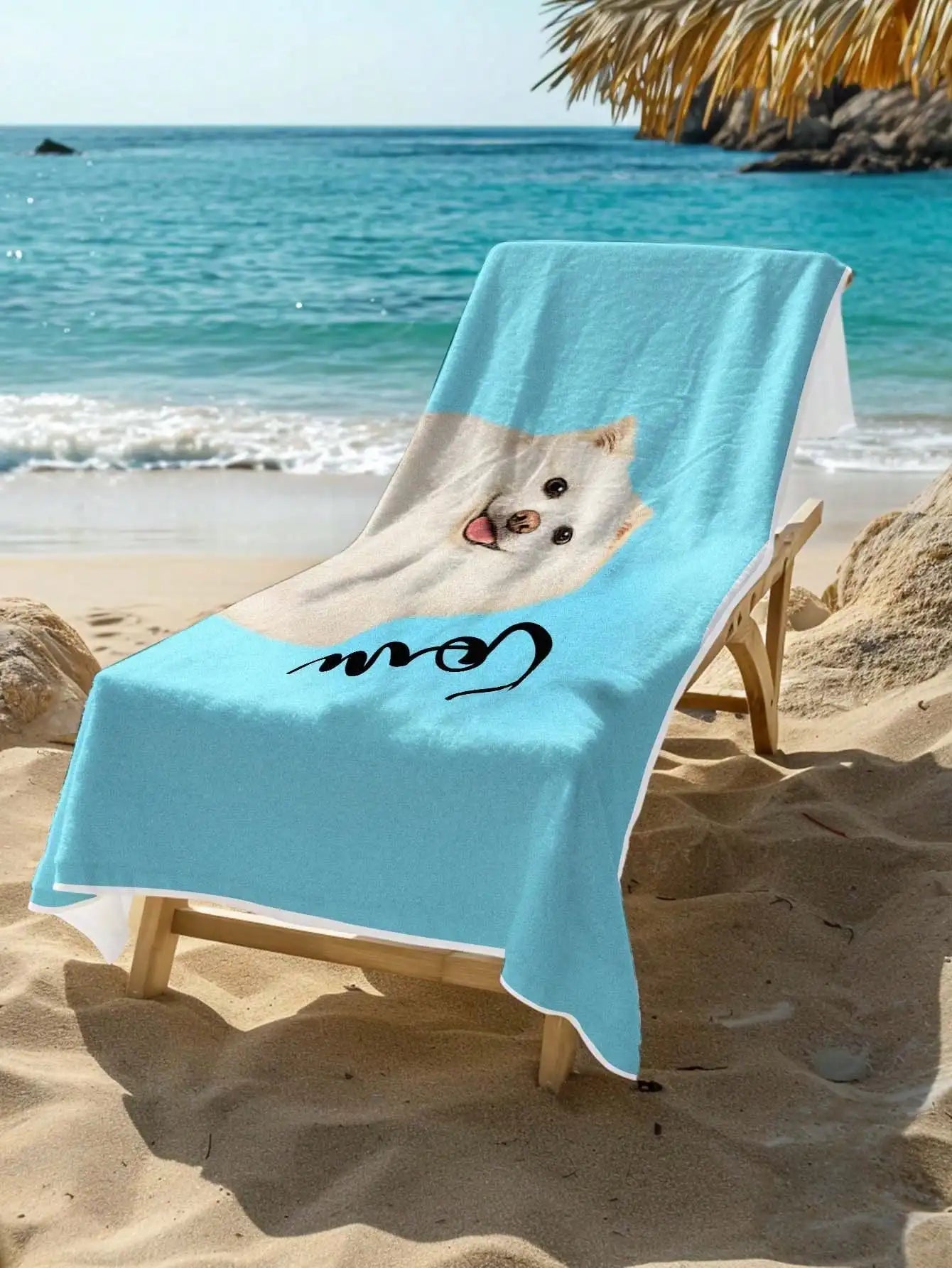 Custom Photo Beach Towel Personalized Name Pet Print Soft Quick Dry Pool Towel Gift For Couple Family Mom Dad Friend Valentine Peaceful Pleasures Health and Wellness
