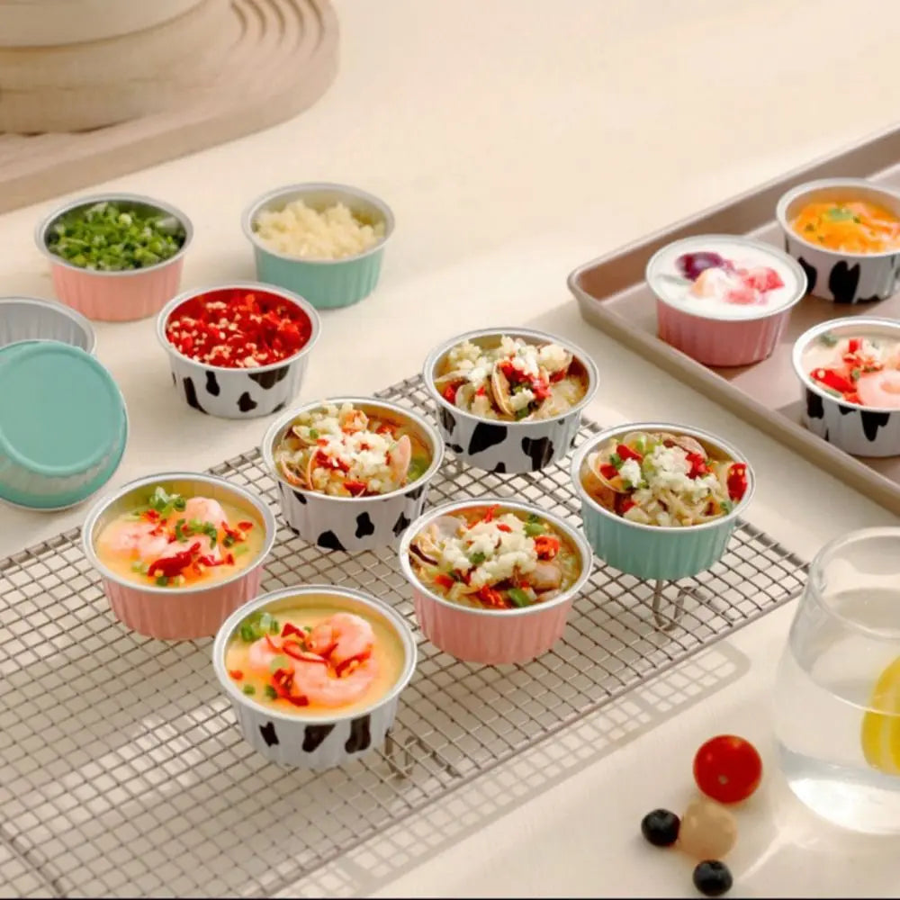 10pcs Gifts Reusable Aluminum Foil Tin Cup Cake Tool Small Baking Tinfoil Box Round Tray Tinfoil Cups Peaceful Pleasures Health and Wellness