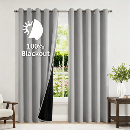 100% Blackout Curtains – Thermal Grommet Drapes, 2 Panels Blackout Window Curtains Peaceful Pleasures Health and Wellness