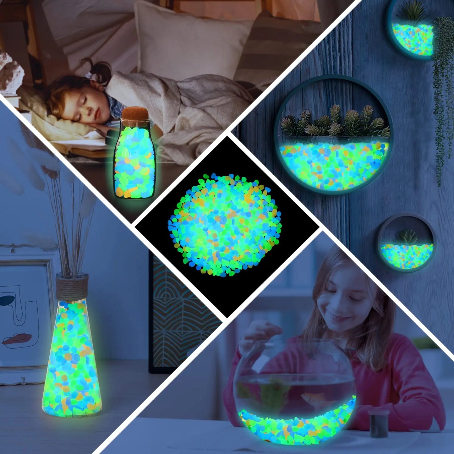 200Pcs Glow in the Dark Pebbles – Garden, Aquarium & Patio