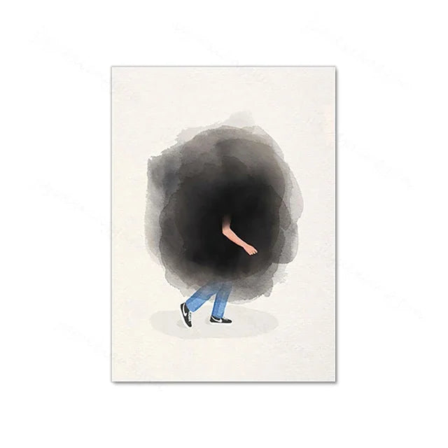 Swimming Girl Abstract Canvas Wall Art | Minimalist Home Decor