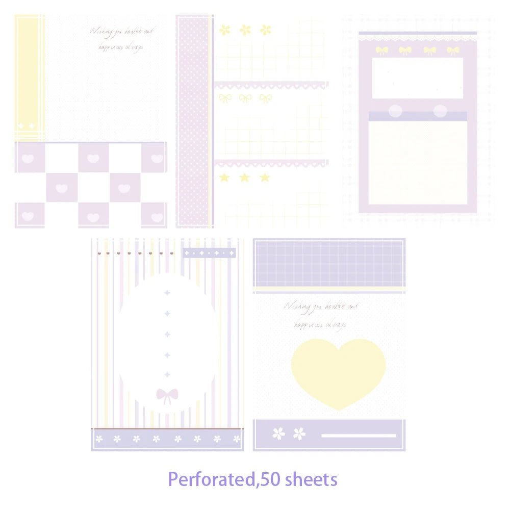 50 M5 Hand Account Book Loose Leaf Paper Pink Strawberry Purple Heart