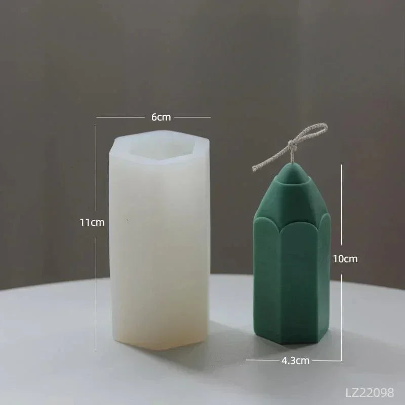 3D Pencil Shape Silicone Candle Mould DIY Cylindrical Aromatherapy