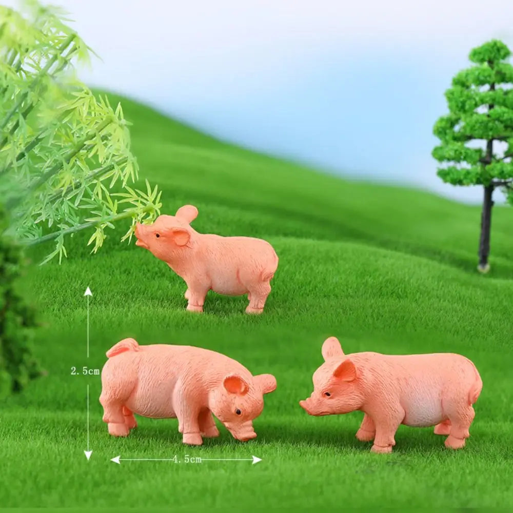 3-Pack Cute Pig Miniature Figurines | Waterproof Garden Statues