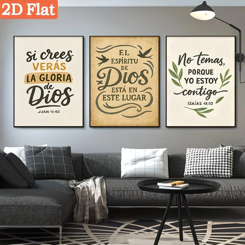 3-Piece Spanish Scripture Canvas Wall Art | Bible Verse Prints