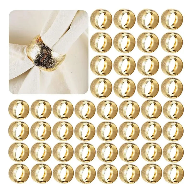 A36T-48 Pcs Day Gold Napkin Rings Napkin Holders For Cloth Napkins Wedding Napkin Holder Rings For Fabric Table Napkins Peaceful Pleasures Health and Wellness